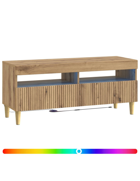 Mobile TV LED Rovere Artigianale Legno ingegnerizzato