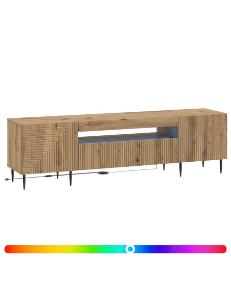 Mobile TV LED Rovere Artigianale Legno ingegnerizzato