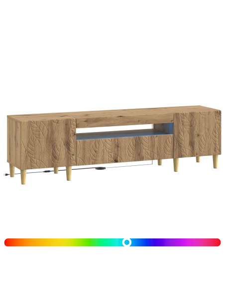 Mobile TV LED Rovere Artigianale Legno ingegnerizzato