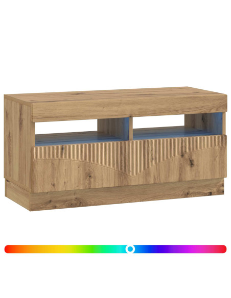 Mobile TV LED Rovere Artigianale Legno ingegnerizzato
