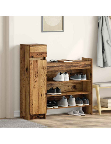 Mobile per scarpe con porta Legno vecchio 100,5 x 28 x 100 cm