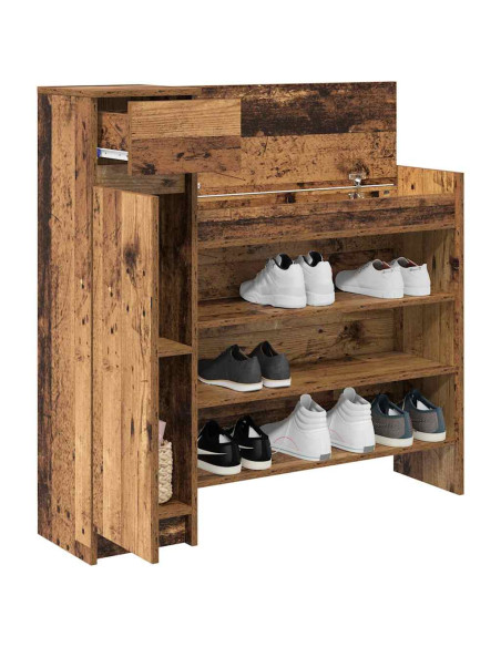 Mobile per scarpe con porta Legno vecchio 100,5 x 28 x 100 cm