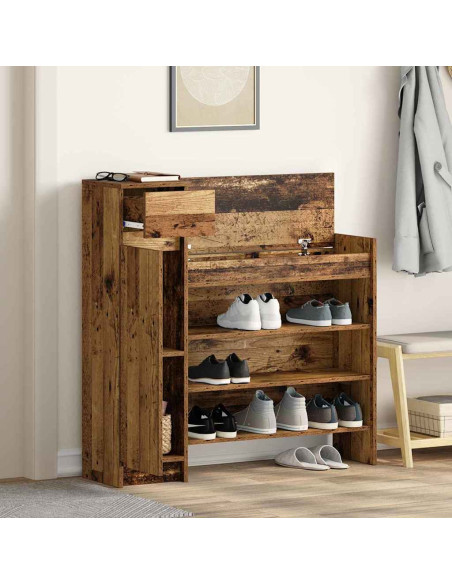 Mobile per scarpe con porta Legno vecchio 100,5 x 28 x 100 cm