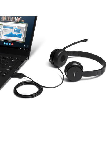 Lenovo 4XD0X88524 cuffia e auricolare Cablato A Padiglione Ufficio Nero