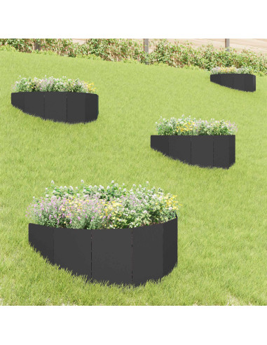 Bordura per Prato 4 pz 100 x 45 cm Acciaio Nero