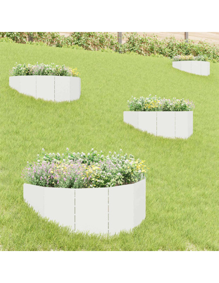 Bordura per Prato 4 pz 100 x 45 cm Acciaio Bianco