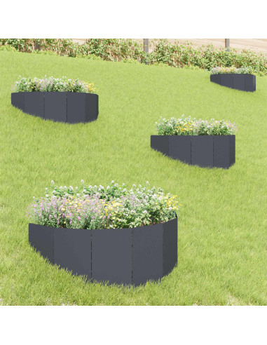 Bordura per Prato 4 pz 100 x 45 cm Acciaio Antracite