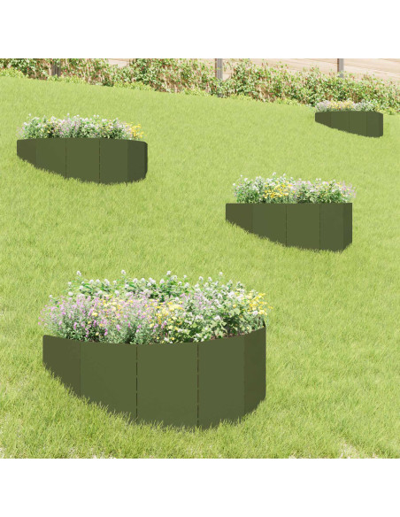 Bordura per Prato 4 pz 100 x 45 cm Acciaio Verde Oliva