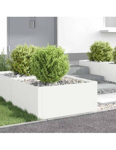 Bordura per Prato 4 pz 60 x 60 x 35 cm Acciaio Bianco