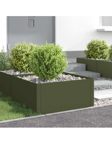 Bordura per Prato 4 pz 60 x 60 x 35 cm Acciaio Verde Oliva
