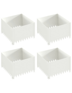 Bordura per Prato 4 pz 60 x 60 x 35 cm Acciaio Bianco 2