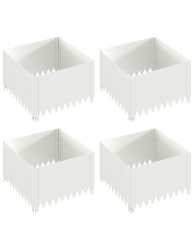 Bordura per Prato 4 pz 60 x 60 x 35 cm Acciaio Bianco