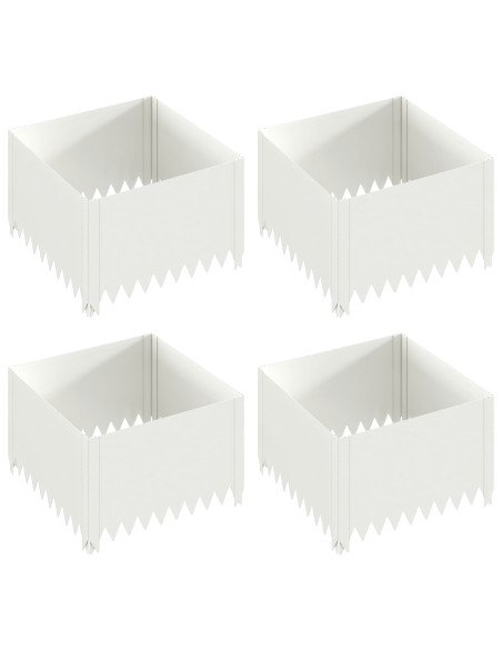 Bordura per Prato 4 pz 60 x 60 x 35 cm Acciaio Bianco