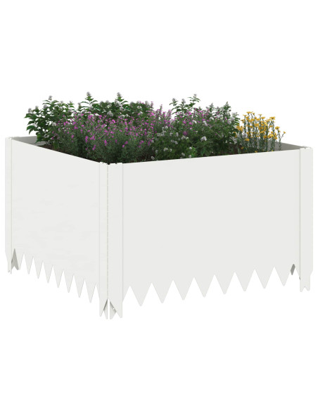 Bordura per Prato 4 pz 60 x 60 x 35 cm Acciaio Bianco