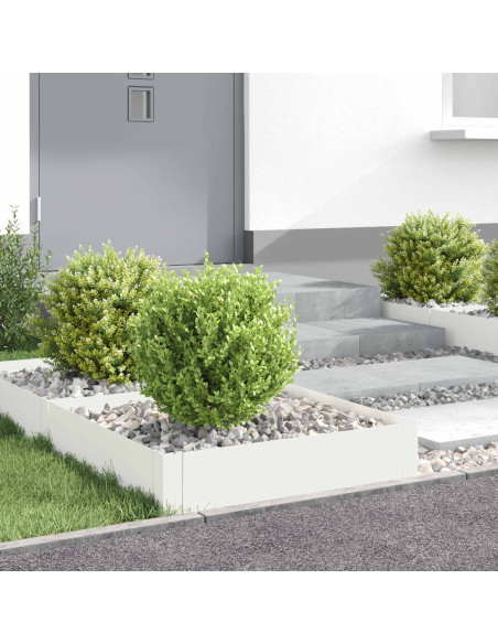 Bordura per Prato 4 pz 60 x 60 x 20 cm Acciaio Bianco