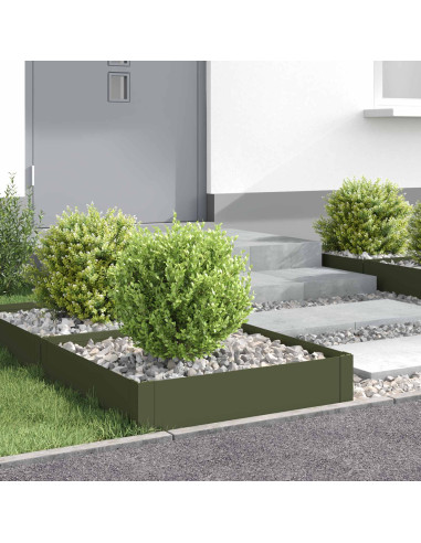 Bordura per Prato 4 pz 60 x 60 x 20 cm Acciaio Verde Oliva