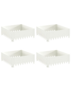 Bordura per Prato 4 pz 60 x 60 x 20 cm Acciaio Bianco 2