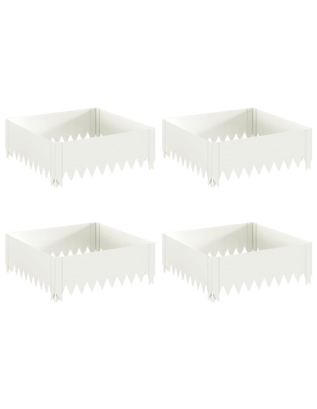 Bordura per Prato 4 pz 60 x 60 x 20 cm Acciaio Bianco