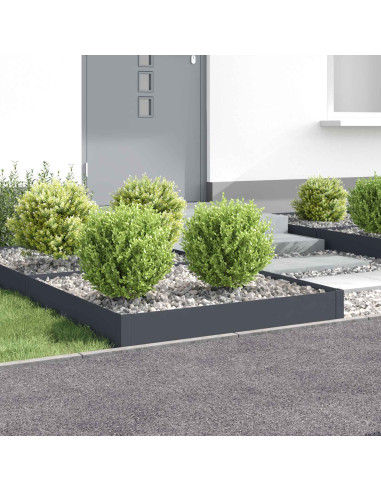 Bordura per Prato 4 pz 100 x 100 x 20 cm Acciaio Antracite