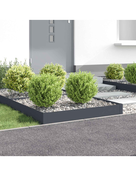 Bordura per Prato 4 pz 100 x 100 x 20 cm Acciaio Antracite