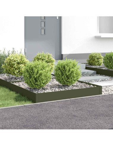 Bordura per Prato 4 pz 100 x 100 x 20 cm Acciaio Verde Oliva