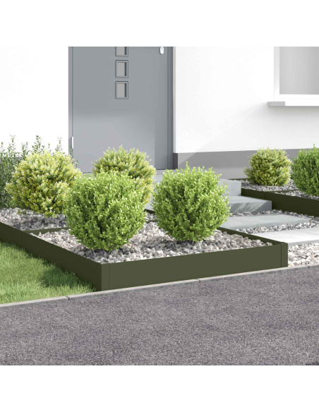 Bordura per Prato 4 pz 100 x 100 x 20 cm Acciaio Verde Oliva