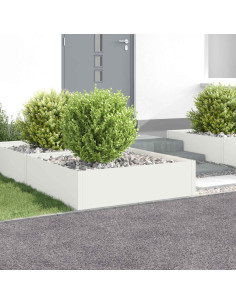 Bordura per Prato 4 pz 100 x 100 x 35 cm Acciaio Bianco