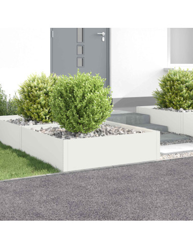 Bordura per Prato 4 pz 100 x 100 x 35 cm Acciaio Bianco