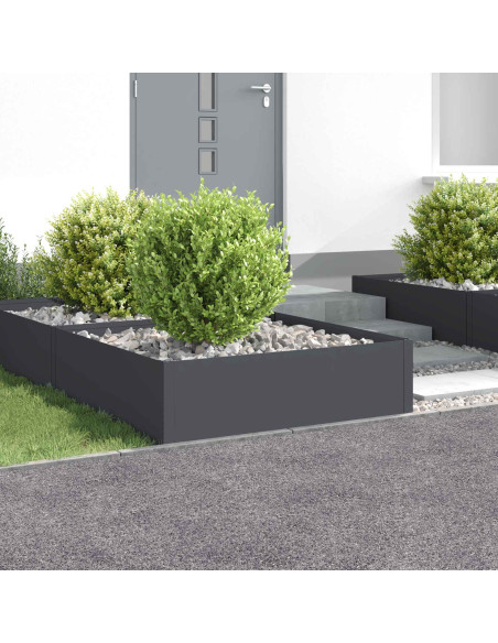 Bordura per Prato 4 pz 100 x 100 x 35 cm Acciaio Antracite