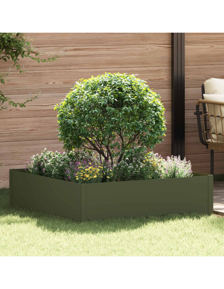 Bordura per Prato 100 x 100 x 35 cm Acciaio Verde Oliva