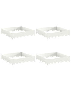 Bordura per Prato 4 pz 100 x 100 x 20 cm Acciaio Bianco 2