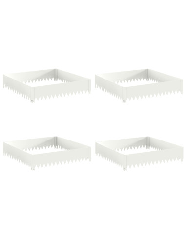 Bordura per Prato 4 pz 100 x 100 x 20 cm Acciaio Bianco