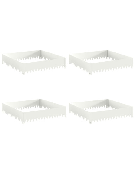 Bordura per Prato 4 pz 100 x 100 x 20 cm Acciaio Bianco