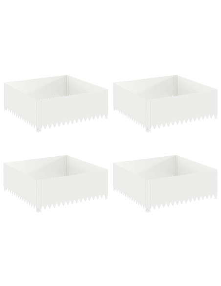 Bordura per Prato 4 pz 100 x 100 x 35 cm Acciaio Bianco