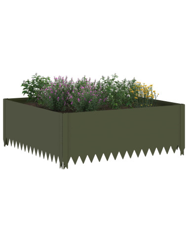 Bordura per Prato 4 pz 100 x 100 x 35 cm Acciaio Verde Oliva