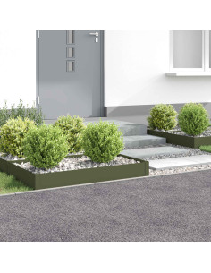 Bordura per Prato 4 pz 100 x 60 x 20 cm Acciaio Verde Oliva