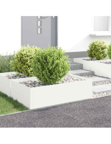 Bordura per Prato 4 pz 100 x 60 x 35 cm Acciaio Bianco