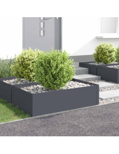 Bordura per Prato 4 pz 100 x 60 x 35 cm Acciaio Antracite