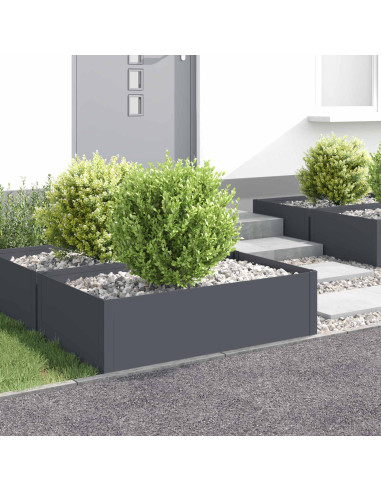 Bordura per Prato 4 pz 100 x 60 x 35 cm Acciaio Antracite