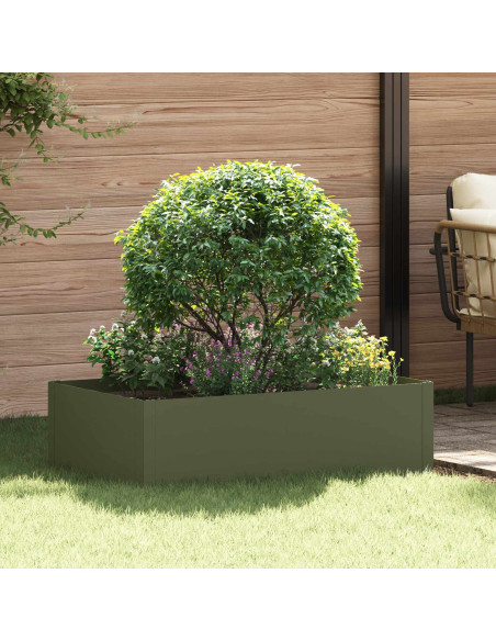 Bordura per Prato 100 x 60 x 35 cm Acciaio Verde Oliva