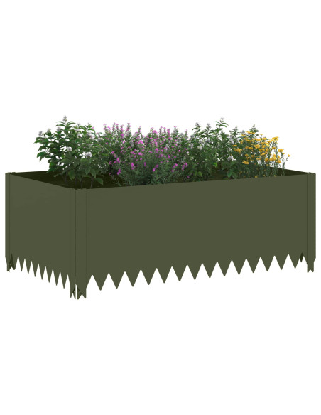 Bordura per Prato 4 pz 100 x 60 x 35 cm Acciaio Verde Oliva