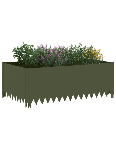 Bordura per Prato 4 pz 100 x 60 x 35 cm Acciaio Verde Oliva