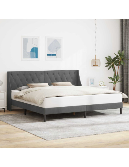 Struttura del letto Grigio Scuro 193 x 203 cm Velluto