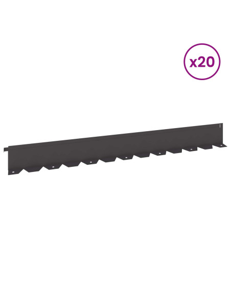Bordura per Prato 20 pz 102 x 10 x 4 cm Acciaio Nero