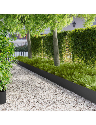 Bordura per Prato 20 pz 100 x 18 cm Acciaio Nero