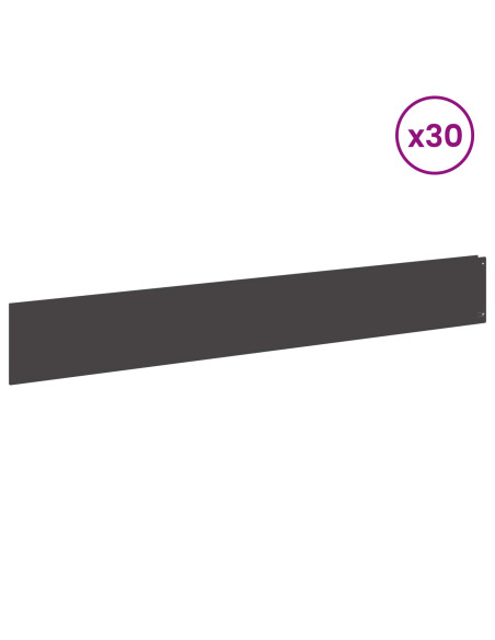 Bordura per Prato 30 pz 100 x 15 cm Acciaio Nero