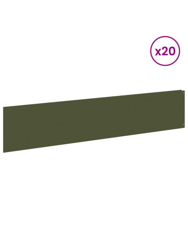 Bordura per Prato 20 pz 100 x 22 cm Acciaio Verde Oliva