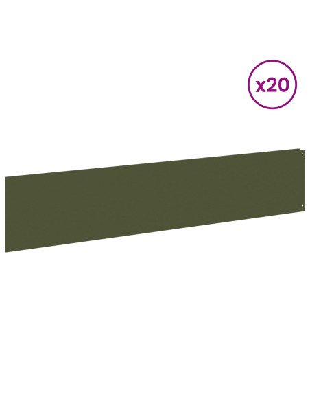 Bordura per Prato 20 pz 100 x 22 cm Acciaio Verde Oliva