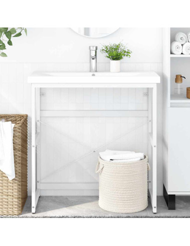 Struttura per Lavabo da Bagno Bianca 79x38x83 cm in Ferro