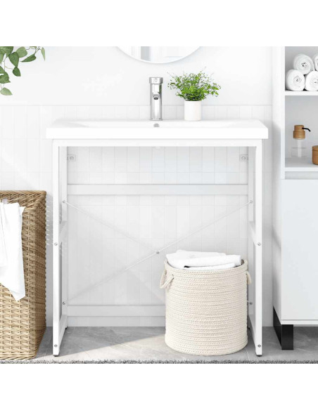 Struttura per Lavabo da Bagno Bianca 79x38x83 cm in Ferro